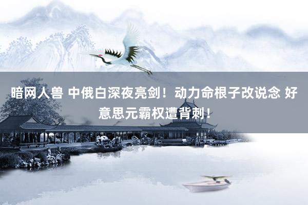 暗网人兽 中俄白深夜亮剑！动力命根子改说念 好意思元霸权遭背刺！