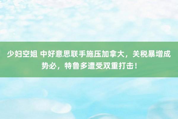 少妇空姐 中好意思联手施压加拿大，关税暴增成势必，特鲁多遭受双重打击！