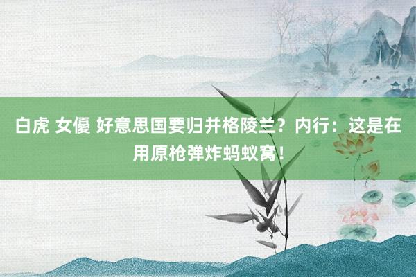 白虎 女優 好意思国要归并格陵兰？内行：这是在用原枪弹炸蚂蚁窝！