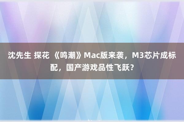 沈先生 探花 《鸣潮》Mac版来袭，M3芯片成标配，国产游戏品性飞跃？