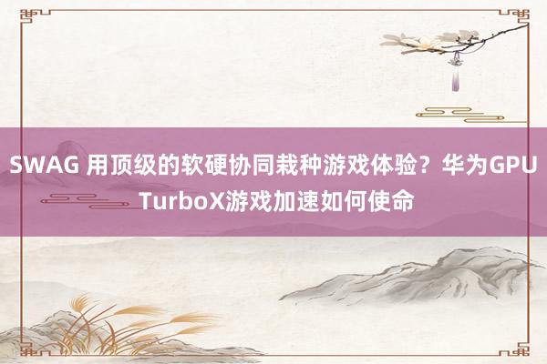 SWAG 用顶级的软硬协同栽种游戏体验？华为GPU TurboX游戏加速如何使命